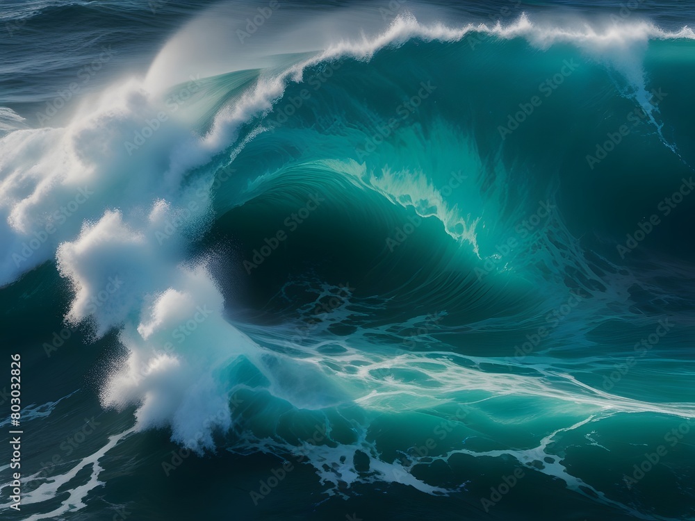 Poster abstract background with stormy ocean waves. 3d render illustration generated by ai