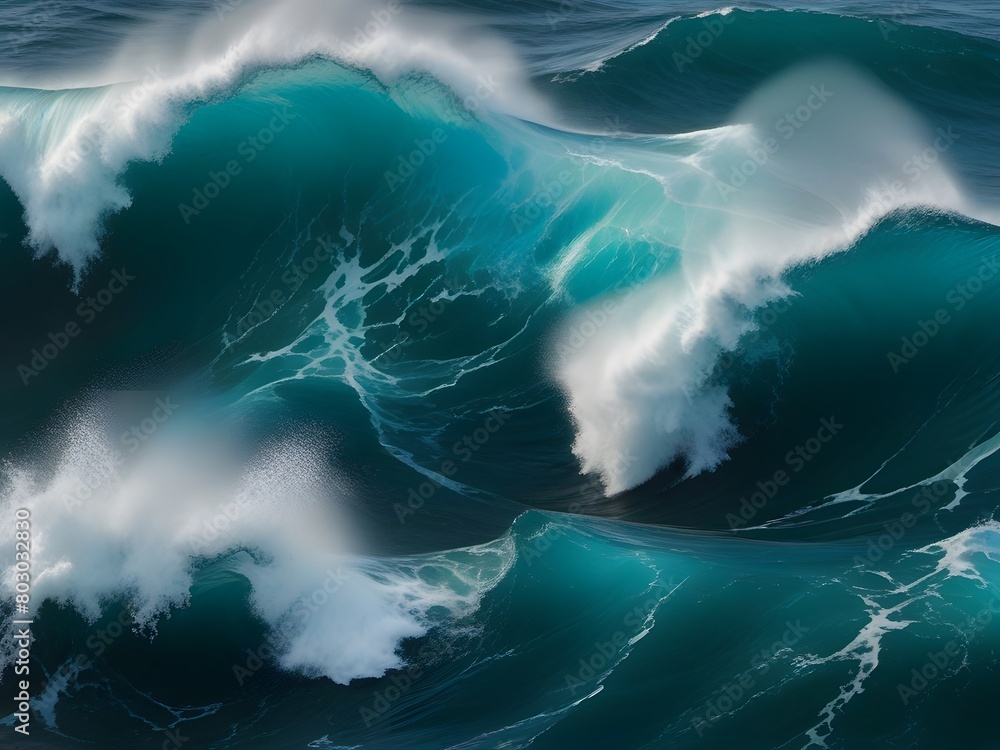Poster abstract background with stormy ocean waves. 3d render illustration generated by ai