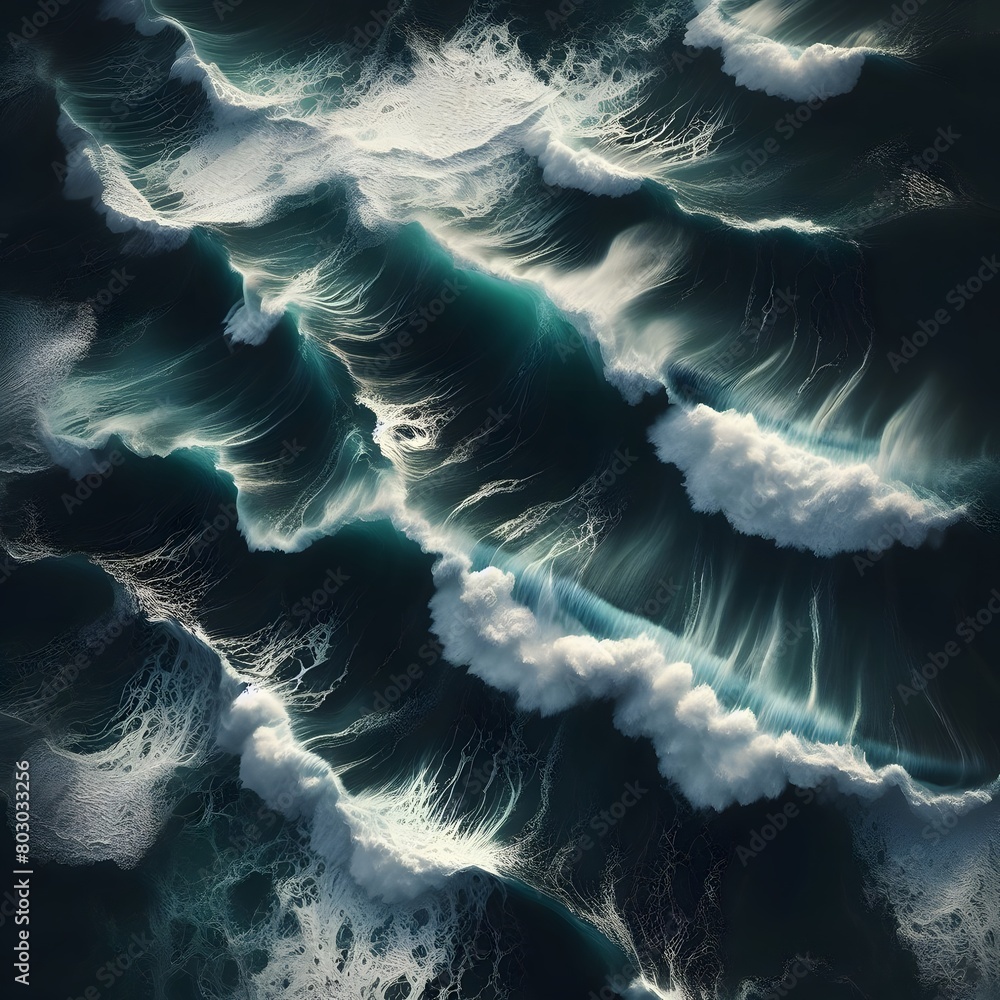 Poster abstract background with stormy ocean waves. 3d render illustration generated by ai