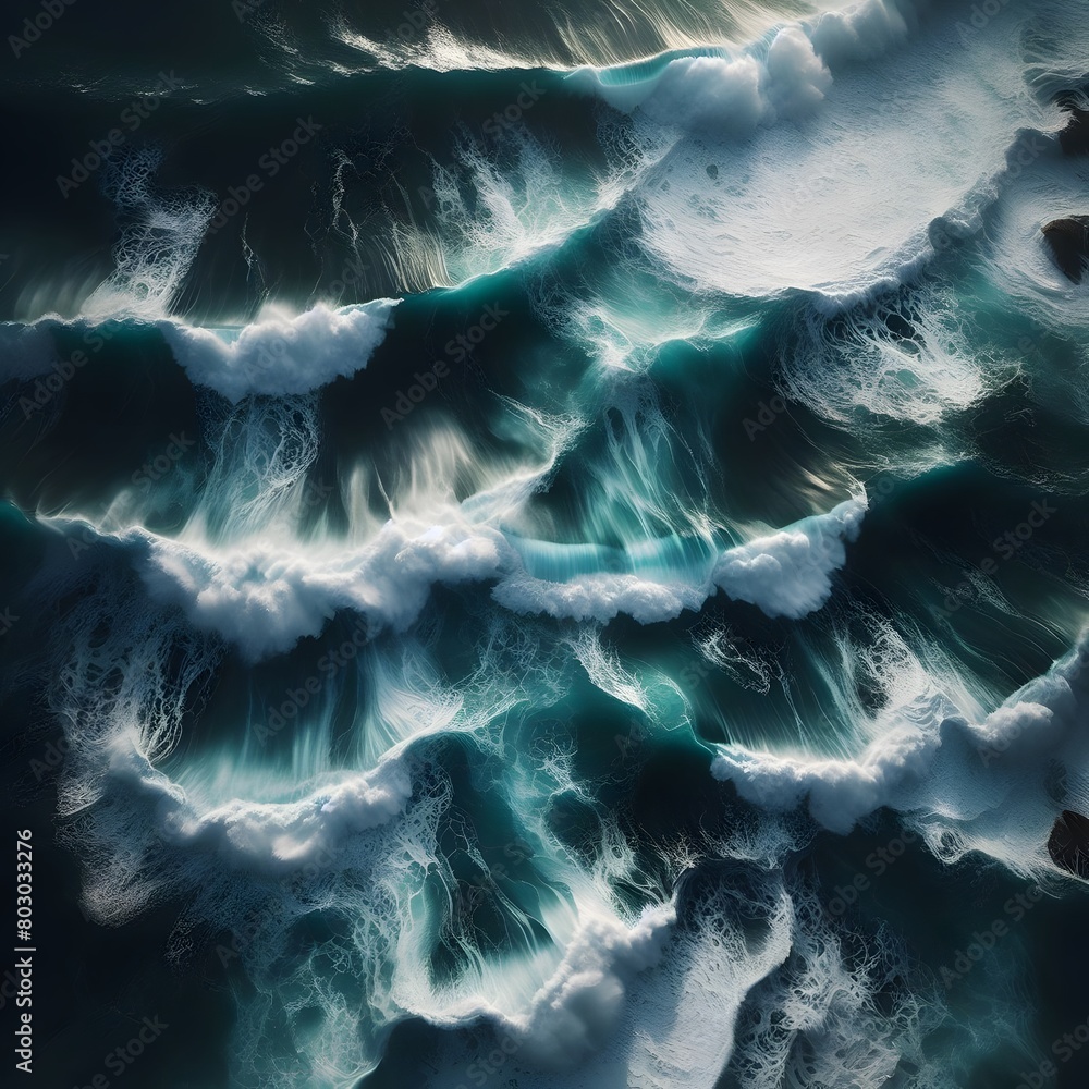 Poster abstract background with stormy ocean waves. 3d render illustration generated by ai