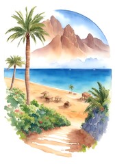 Cabo Verde Country Landscape Illustration Art
