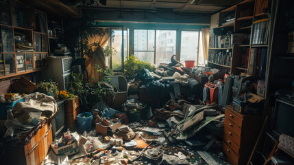 Dirty apartment of a hoarder or mentally ill person