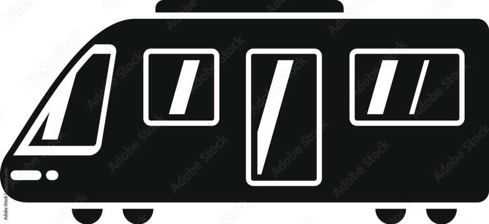 Poster side view train icon simple vector. fast speed move. modern metro
