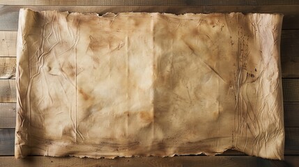 An overhead shot of an empty sheepskin parchment,showcasing its soft