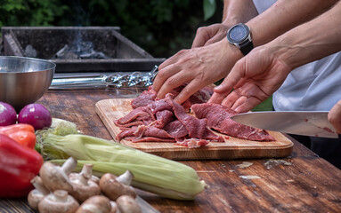 Professional cook in the kitchen - closeup shot