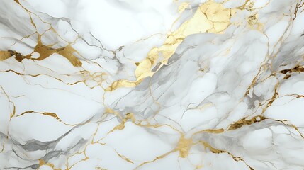 Marble Elegance: White Stone Texture Enhanced with Golden Details