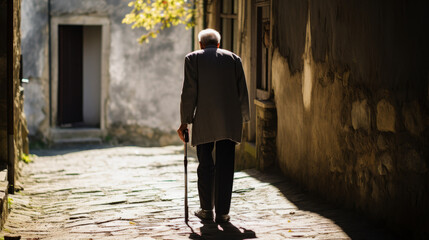 Elderly individual standing tall, exemplifying the strength of the human spirit.