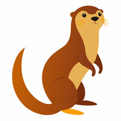 realistic Otter vector illustration, solid white background (6)
