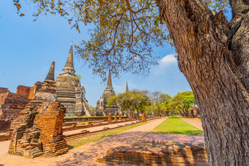 Old temple, Wat Phra Si Sanphet In Ayutthaya Province, Thailand, Asia
