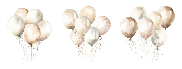Obraz premium Ethereal balloons in watercolor hues floating upwards