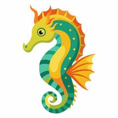 Seahorse vector illustration, solid white background (8)