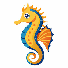 Fototapeta premium Seahorse vector illustration, solid white background (9)