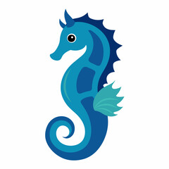 Seahorse vector illustration, solid white background (11)