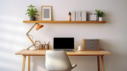 Home office setup with ergonomic furniture, smart devices, and ambient lighting.