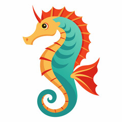 Fototapeta premium Seahorse vector illustration, solid white background (12)