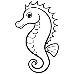 Seahorse vector illustration, solid white background (16)