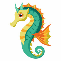 Obraz premium Seahorse vector illustration, solid white background (17)