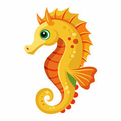 Seahorse vector illustration, solid white background (18)
