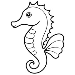 Seahorse vector illustration, solid white background (26)