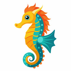 Seahorse vector illustration, solid white background (27)