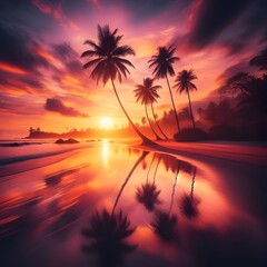 sunset on the beach, sunset on the sea, Sunrise over beach