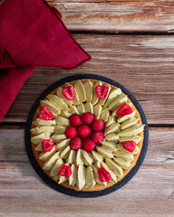 Photo d'une tarte framboise et pistache