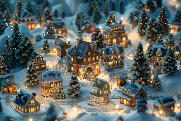 Christmas village, fairytale Christmas town, 3d illustration