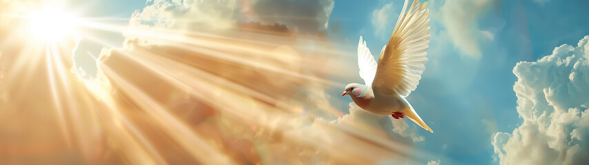 peace dove in the sunlight, created with generative AI technology
