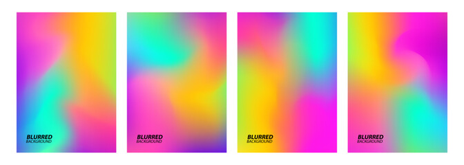 Set of blurred backgrounds. Bright color gradients. Defocused color templates for creative graphic design. Vector illustration.