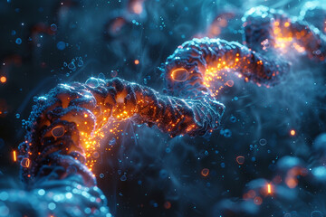 Digital illustration depicting the CRISPR-Cas9 system precisely editing DNA sequences within a cell nucleus.