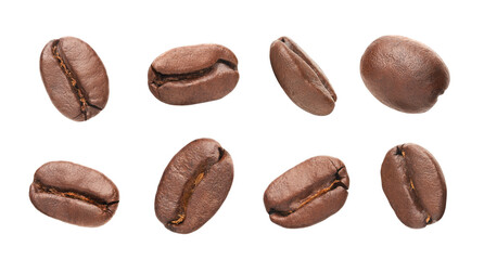 Different angle of individual coffee bean isolated