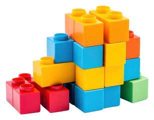 Obraz premium PNG Plastic building blocks toy white background construction.