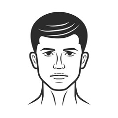 simple line art logo of the face and shoulders of an attractive man with short hair on a white background. AI generated.