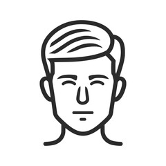 A simple line art icon of the face and neck of an average man, facing forward  AI generated.