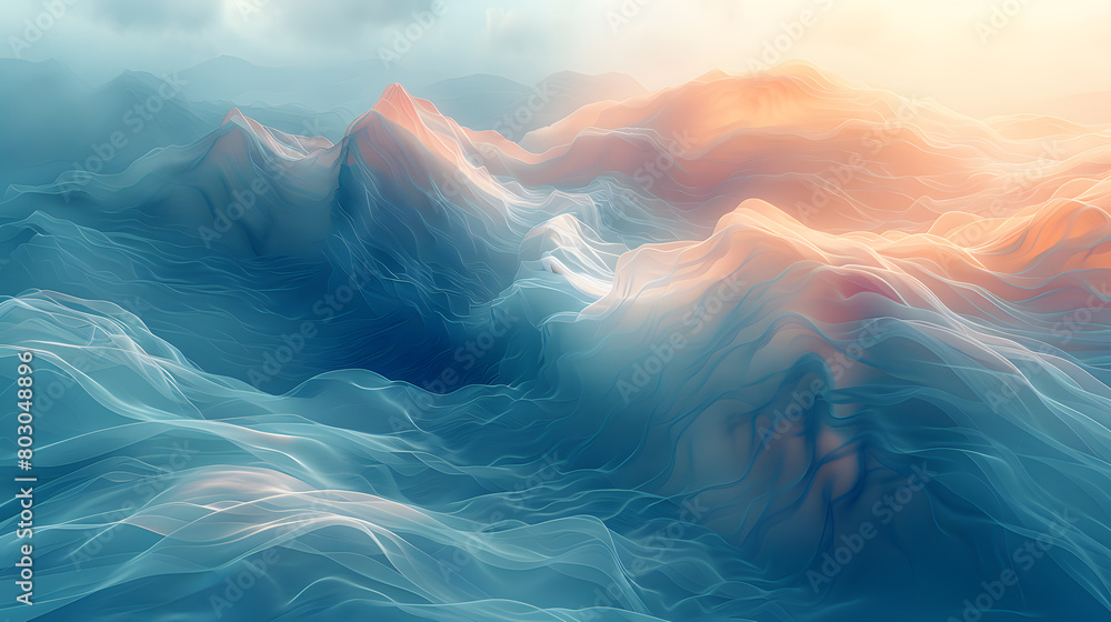 Aufkleber ethereal digital canvas: teal blue background with abstract drone patterns
