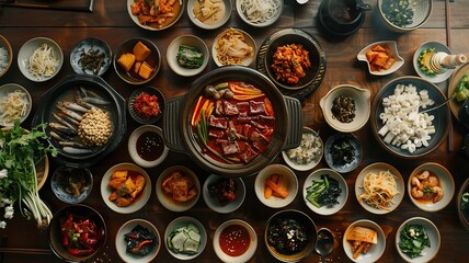 korean food on the table, Generative AI,