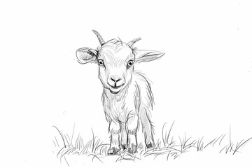 a goat pencil drawing for children