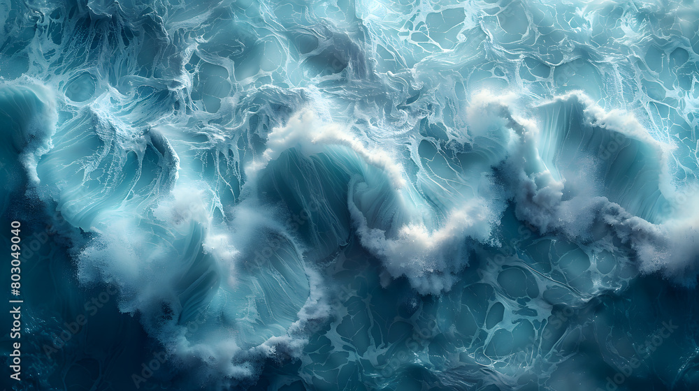 Poster digital canvas: abstract drone patterns on teal blue background
