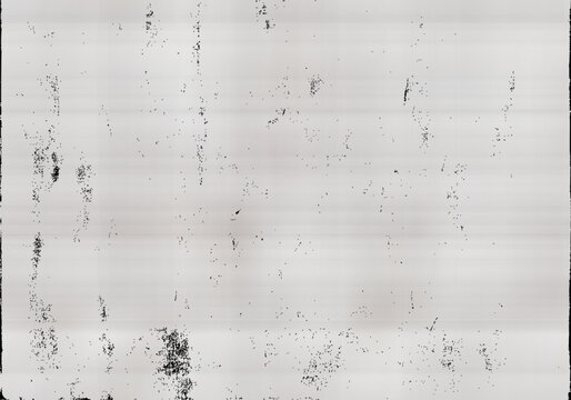 Photocopy or print paper with overlayed ink smudge, dust noise, mud and stripes. A bit crumpled sheet with grange texture. Vector monochrome bg