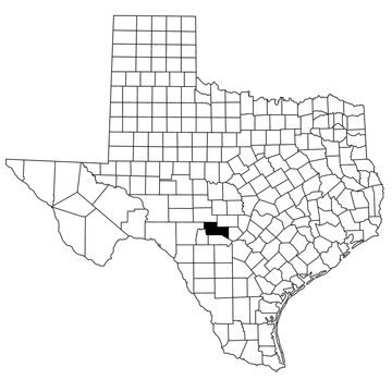 Map of Kerr County in Texas state on white background. single County map highlighted by black colour on Texas map. UNITED STATES, US