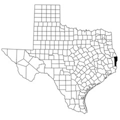 Map of Newton County in Texas state on white background. single County map highlighted by black colour on Texas map. UNITED STATES, US