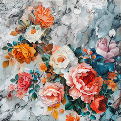 Fluid abstract expressionism, blooming flowers, Aesthetics colorful floral inspirational tenderness illustration, oil paint, Wall decoration photo, Generated AI.	