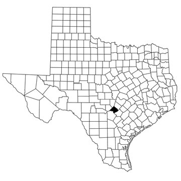 Map of comal County in Texas state on white background. single County map highlighted by black colour on Texas map. UNITED STATES, US