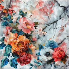 Fluid abstract expressionism, blooming flowers, Aesthetics colorful floral inspirational tenderness illustration, oil paint, Wall decoration photo, Generated AI.	