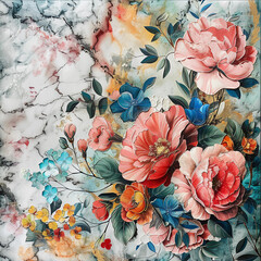 Fluid abstract expressionism, blooming flowers, Aesthetics colorful floral inspirational tenderness illustration, oil paint, Wall decoration photo, Generated AI.	