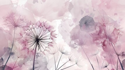 The airy and carefree nature of dandelion seeds captured in intricate and delicate digital illustrations..