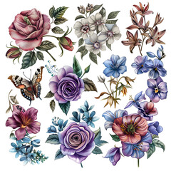 vector bundle floral clipart AI generated