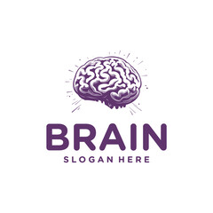 Vintage brain logo vector illustration