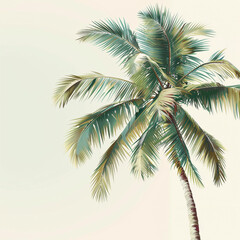  palm tree, soft colors, white background 