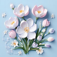 Naklejka premium flowers with a vintage texture-Generative AI 